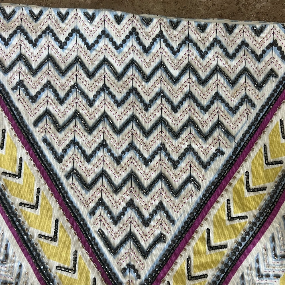 NWT RARE Zara Beaded Aztec Handmade Skirt with Yellow and Purple Accents Size ML - Picture 3 of 12